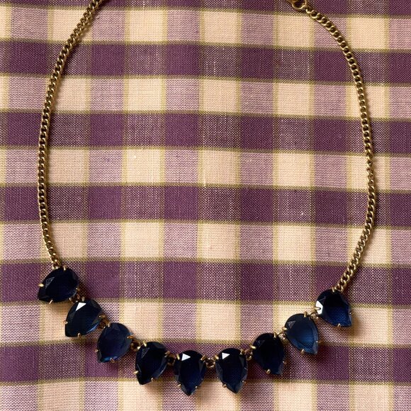 J. Crew Blue Stone Necklace Teardrop Shape - 20" - Picture 2 of 7